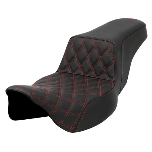 SADDLEMEN Step-Up Seat - Front Lattice Stitch - Red Stitch - FLH/FLT '08-'23 A808-07B-172RED - PartsOutlet.com.au