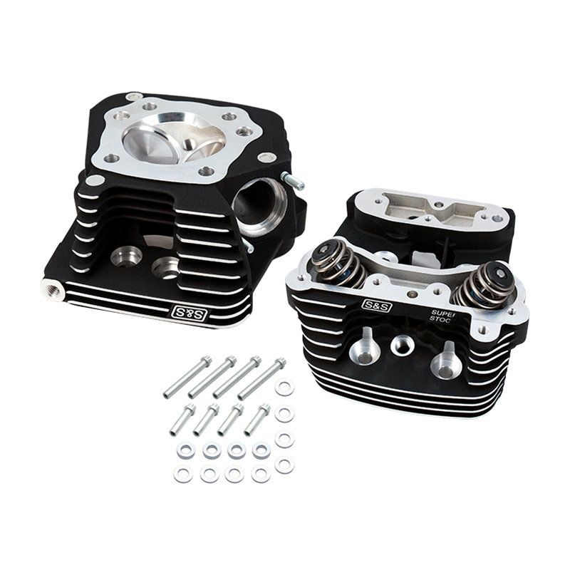 S&S CYCLE S&S® Super Stock® Cylinder Head Kit For 3-1/2" and 3-5/8" Bore HD® '84-'99 Big Twins - Wrinkle Black Powder Coat Finish - 90-1504