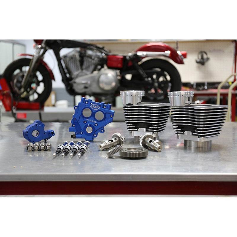 S&S CYCLE 100" Power Package for HD® Twin Cam 88® Models with 585 Easy Start® Gear Drive Cams - Wrinkle Black - 330-0665