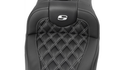 SADDLEMEN RoadSofa Seat - with Backrest - Carbon Fiber - Lattice Stitch - Silver Stitch - FLTR/FLHX '23-'24 - 823-07-206B5 - PartsOutlet.com.au