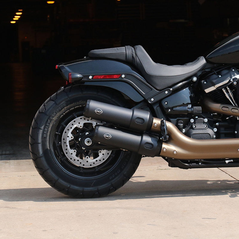 S&S CYCLE GRAND NATIONAL® SLIP-ONS for M8 FAT BOB® MODELS–Black 550-0734 - PartsOutlet.com.au