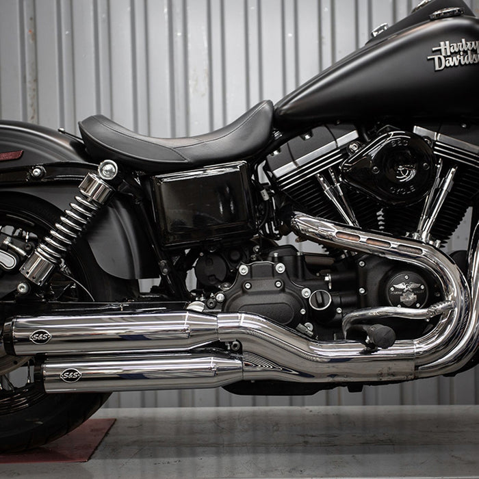 S&S CYCLE GRAND NATIONAL® SLIP-ONS for 2008–2017 DYNA® MODELS with 2-1-2 EXHAUST–Chrome - 550-0723 - PartsOutlet.com.au