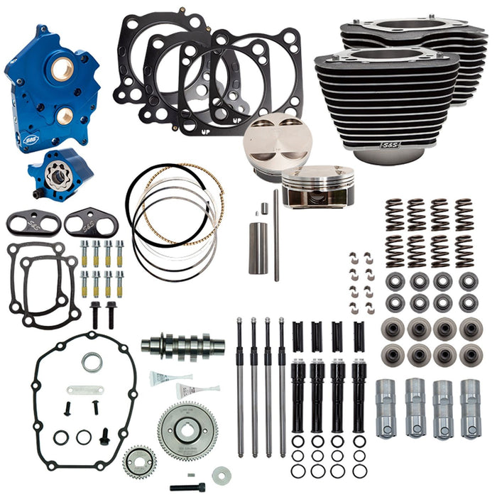 S&S CYCLE Power Package - 124" CI Water Cooled, Gear Drive with Highlighted Fins and Black Pushrod tubes for 107" M8 310-1055A