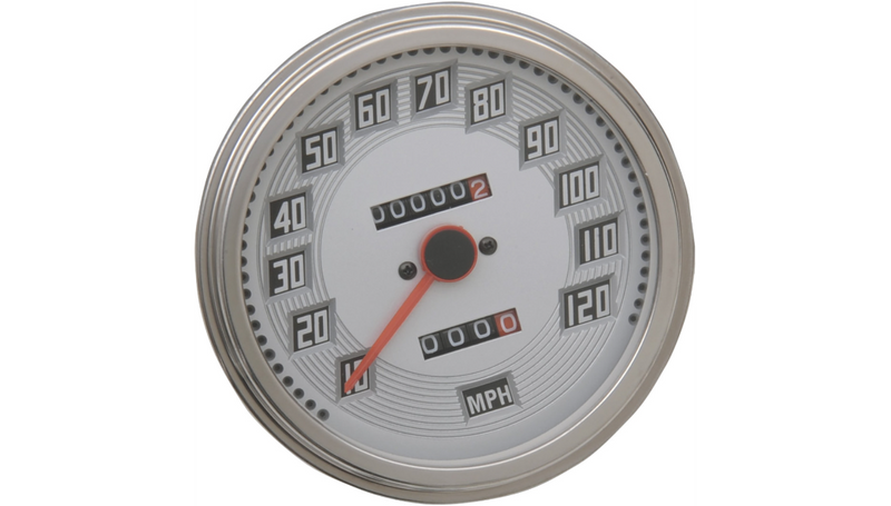 DRAG SPECIALTIES 5" MPH FL-Style 2:1 Speedometer with Tach - Billet Look White Face - FL '47-'84 - 75694