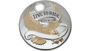 DRAG SPECIALTIES Live to Ride Console Door - Harley-Davidson 1992-2007 - Chrome with Gold T22-0150CGA - PartsOutlet.com.au