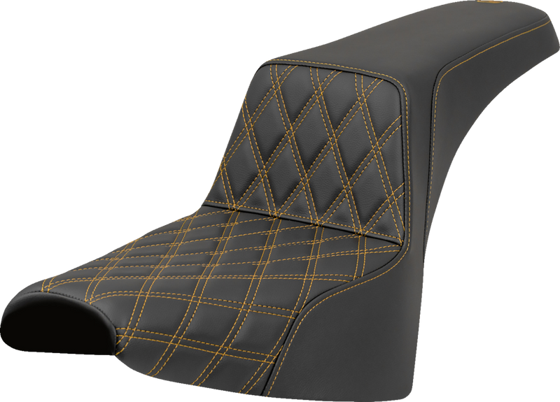 SADDLEMEN Step-Up Seat - Front Lattice Stitch - Gold Stitch - FXST/FXBB '18-'25 818-30-17207