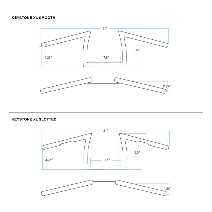 BILTWELL Handlebar - Keystone XL - Chrome - SMOOTH - 6014-1052