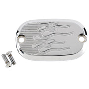 JOKER MACHINE Master Cylinder Cover - Flame - Chrome - Harley-Davidson '99-'17 - 08-01F - PartsOutlet.com.au