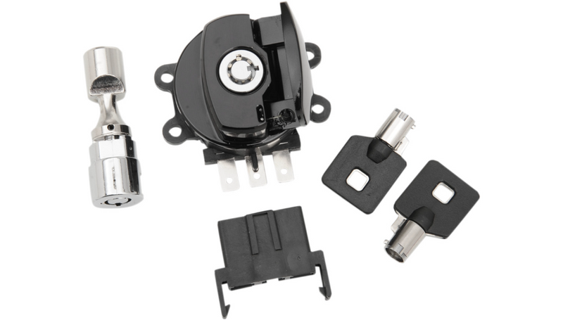 DRAG SPECIALTIES Side Hinge Ignition Switch with Fork Lock - Harley-Davidson 1996-2010 - Gloss Black 21-0209GBK - PartsOutlet.com.au