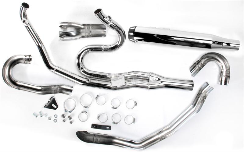 BASSANI XHAUST Road Rage B4 2:1 Exhaust System with 4" Straight Can Muffler - Chrome - '95-'16 FL FLH-757