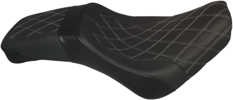 DANNY GRAY Weekday 2-Up Seat - Double Diamond w/ Gray Stitching - XL - Black - FL '18-'23 - 21-208DIA - PartsOutlet.com.au