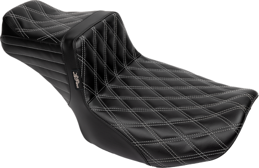 LE PERA Tailwhip Daddy Long Legs Seat - Gray Double Diamond Stitch - FLH/FLT '23-'24 LV-587DLDD-GY01