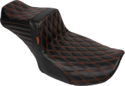 LE PERA Tailwhip Daddy Long Legs Seat - Burnt Orange Double Diamond Stitch - FLH/FLT '23-'24 LV-587DLDD-OB4