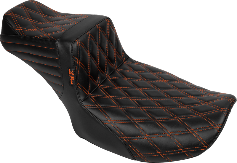 LE PERA Tailwhip Daddy Long Legs Seat - Burnt Orange Double Diamond Stitch - FLH/FLT '23-'24 LV-587DLDD-OB4