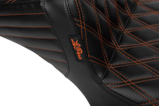 LE PERA Tailwhip Daddy Long Legs Seat - Burnt Orange Double Diamond Stitch - FLH/FLT '23-'24 LV-587DLDD-OB4