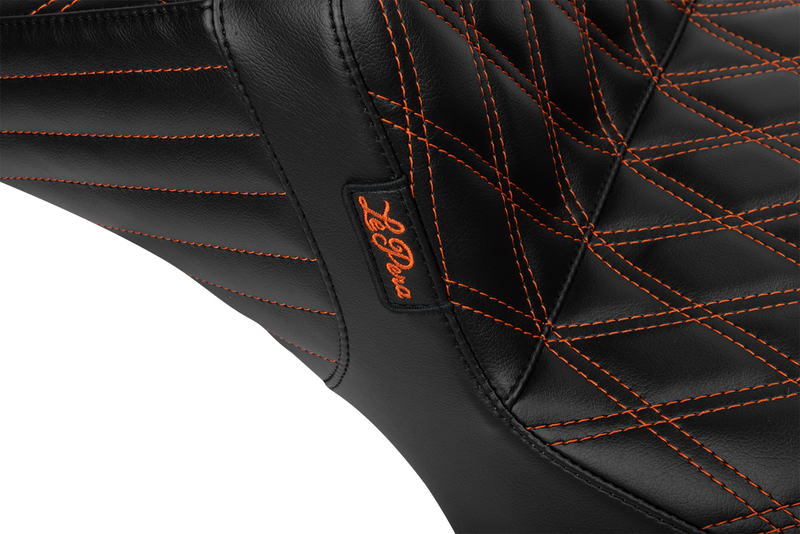 LE PERA Tailwhip Daddy Long Legs Seat - Burnt Orange Double Diamond Stitch - FLH/FLT '23-'24 LV-587DLDD-OB4