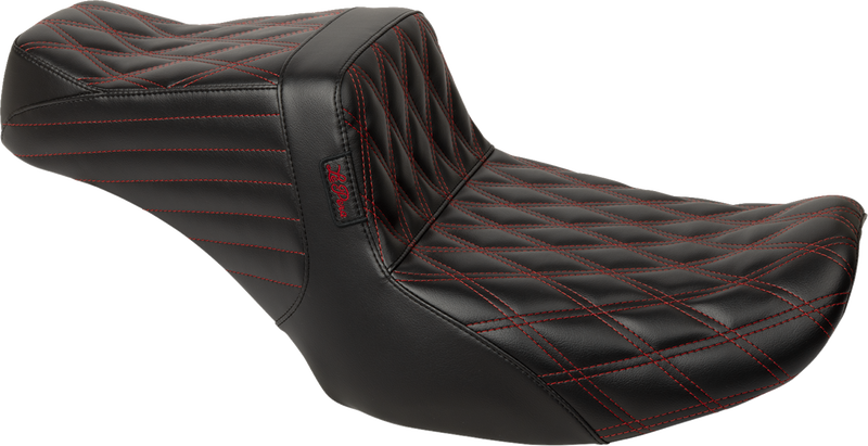 LE PERA Tailwhip Seat - Red Double Diamond Stitch - FLH/FLT '23-'24 LV-587DD-R01