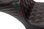 LE PERA Tailwhip Daddy Long Legs Seat - Red Double Diamond Stitch - FLH/FLT '23-'24 LV-587DLDD-R01