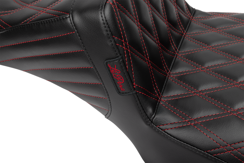 LE PERA Tailwhip Daddy Long Legs Seat - Red Double Diamond Stitch - FLH/FLT '23-'24 LV-587DLDD-R01