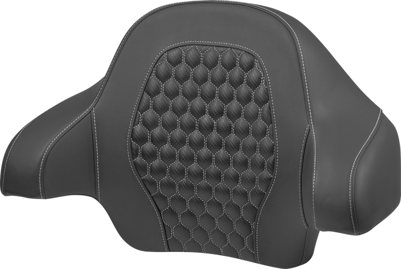 SADDLEMEN Tour Pack Backrest Pad - Honeycomb - Silver Stitching - FLH/FLT '14-'24 814-07-15105