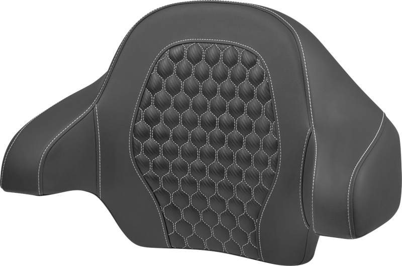 SADDLEMEN Tour Pack Backrest Pad - Honeycomb - White Stitching - FLH/FLT '14-'24 814-07-15106