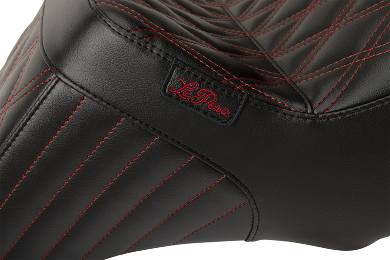 LE PERA Tailwhip Seat - Red Double Diamond Stitch - FLH/FLT '23-'24 LV-587DD-R01