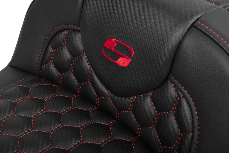 SADDLEMEN Roadsofa* Extended Reach Seat - with Backrest - Honeycomb - Red Stitch - FLTR/FLHX '23-'24 823-07-190B4