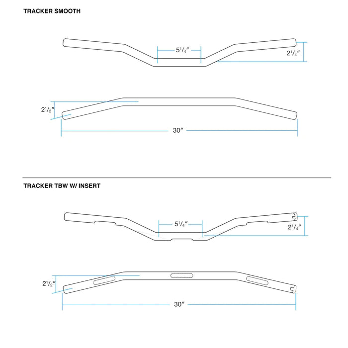 BILTWELL Handlebar - Tracker - TBW & Slotted - Chrome 6007-1057 - PartsOutlet.com.au
