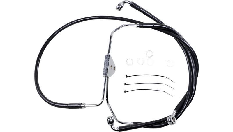 DRAG SPECIALTIES Brake Line - Front - Black - +4" - FL '08-'13 - 620085-4BLK