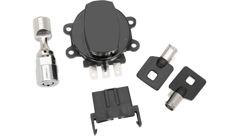 DRAG SPECIALTIES Side Hinge Ignition Switch with Fork Lock - Harley-Davidson 1996-2010 - Gloss Black 21-0209GBK - PartsOutlet.com.au