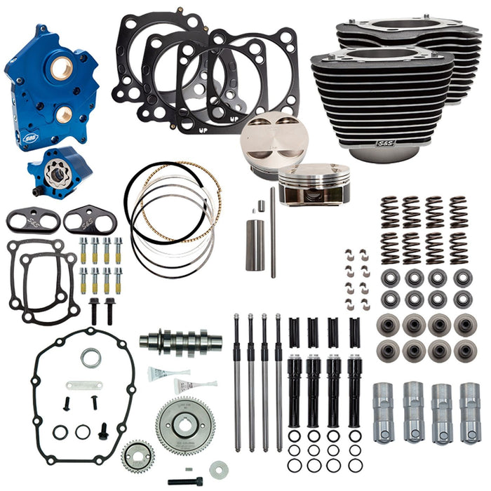 S&S CYCLE Power Package - 124" CI Oil Cooled, Gear Drive with Highlighted Fins and Black Pushrod tubes for 107" M8 310-1058A