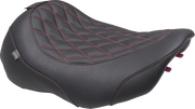 MUSTANG Wide Tripper* Seat - Solo - Dark Brown/Dark Cherry Stitching - FLT/FLH '23-'25 89503DC