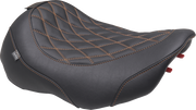 MUSTANG Wide Tripper* Seat - Solo - Dark Brown/Mandarin Orange Stitching - FLT/FLH '23-'25 89503MO