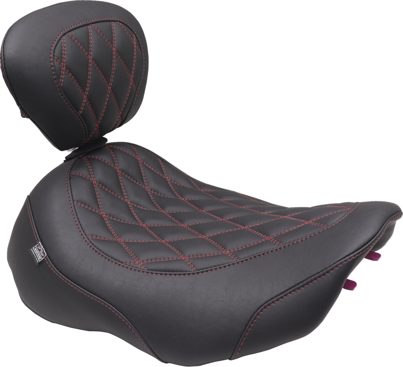 MUSTANG Wide Tripper* Seat - Solo - Dark Brown/Dark Cherry Stitching - FLT/FLH '23-'25 89503DC