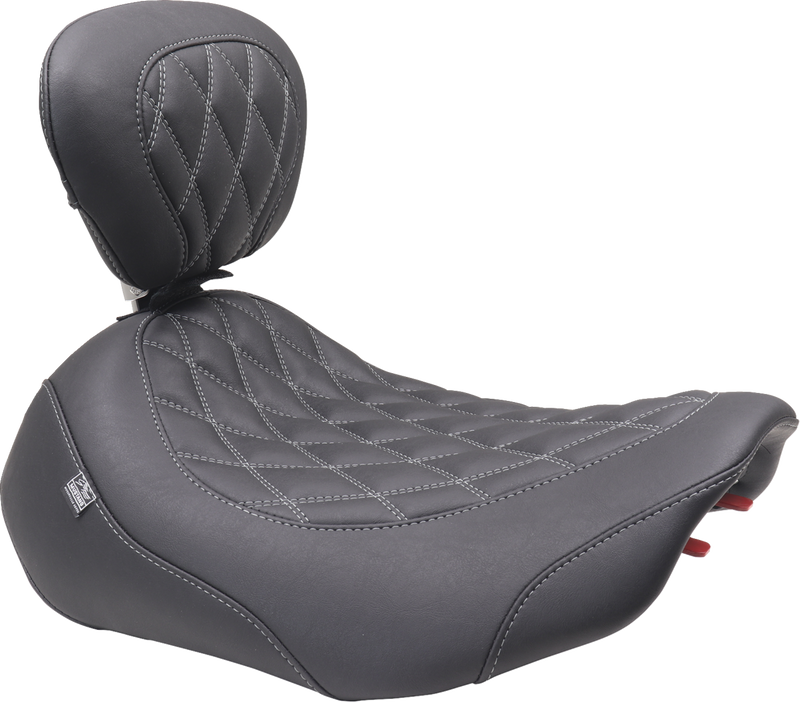 MUSTANG Wide Tripper* Seat - Solo - Dark Brown/Gun Metal Stitching - FLT/FLH '23-'25 89503GM