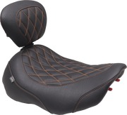 MUSTANG Wide Tripper* Seat - Solo - Dark Brown/Mandarin Orange Stitching - FLT/FLH '23-'25 89503MO
