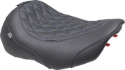 MUSTANG Wide Tripper* Seat - Solo - Dark Brown/Sky Blue Stitching - FLT/FLH '23-'25 89503SB