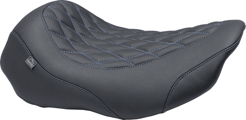 MUSTANG Wide Tripper* Seat - Solo - Sky Blue Stitching - FLT/FLH '23-'25 88503SB