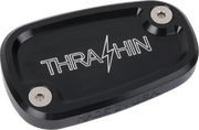 THRASHIN SUPPLY CO. Brake Reservoir Cap - Rear - Black - Twice Cut - '18+ Softail TSC-3177-4