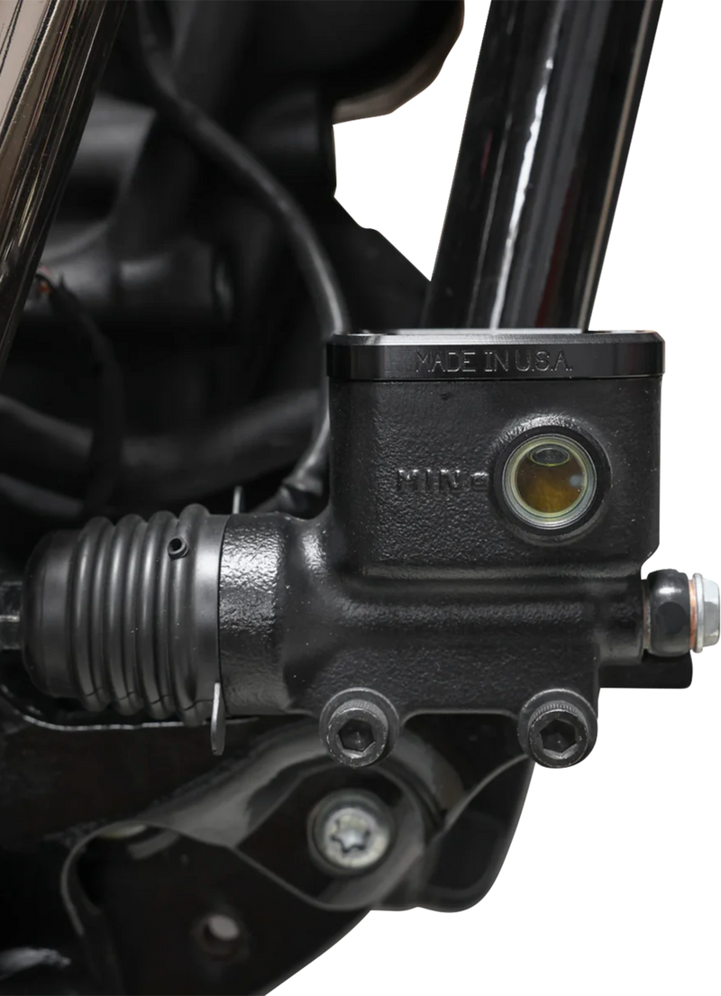 THRASHIN SUPPLY CO. Brake Reservoir Cap - Rear - Black - Twice Cut - '18+ Softail TSC-3177-4