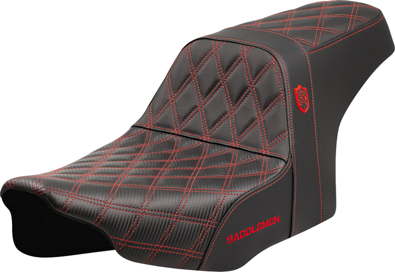 SADDLEMEN Pro Series SDC Performance Seat - Red Stitching - w/o Backrest - FLT/FLH '23-'24 SC82307D4