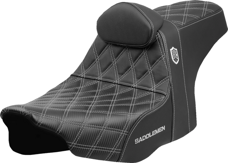 SADDLEMEN Pro Series SDC Performance Seat - Silver Stitching - w/ Backrest - FLT/FLH '23-'24 SC82307DB5