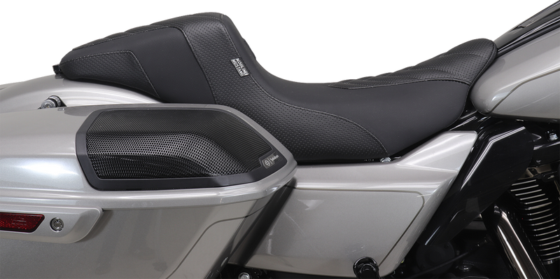 MUSTANG Kodlin Signature Series Squareback* Seat - Black w/ Gunmetal Stitch - FLH/FLT '23-'24 76324GM