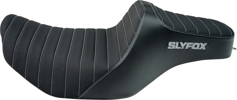 SLYFOX Highnoon Seat - Vinyl - Classic Stitch - Gray Logo - FLH/FLT '23-'24 4704B-SlyFox