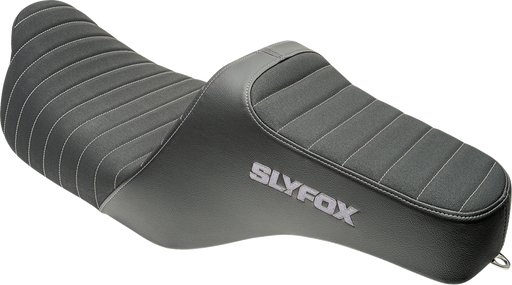 SLYFOX Highnoon Seat - Vinyl - Classic Stitch - Silver Logo - FLH/FLT '08-'24 4710B-SlyFox