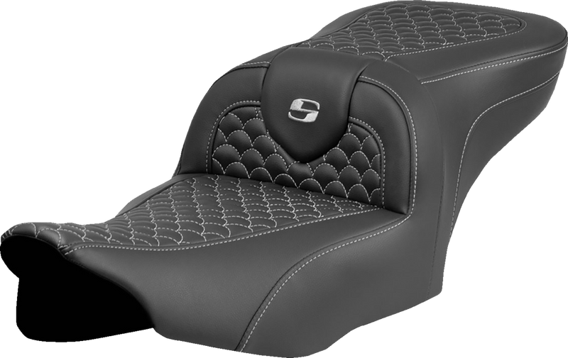 SADDLEMEN Roadsofa* Seat - Dragon Scale Stitch - Silver Stitch - w/o Backrest - FLTR/FLHX '23-'24 823-07-20805