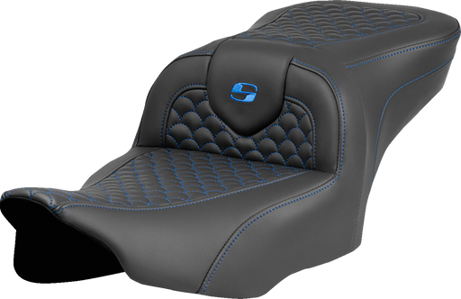 SADDLEMEN Roadsofa* Seat - Dragon Scale Stitch - Blue Stitch - w/o Backrest - FLTR/FLHX '23-'24 823-07-20801
