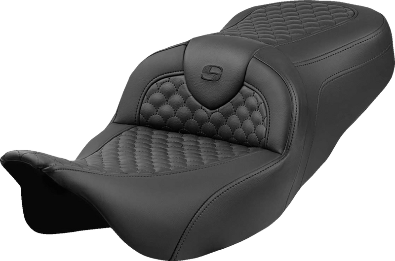 SADDLEMEN Roadsofa* Seat - Dragon Scale Stitch - Black Stitch - w/o Backrest - FLH/FLT '08-'24 808-07B-20800