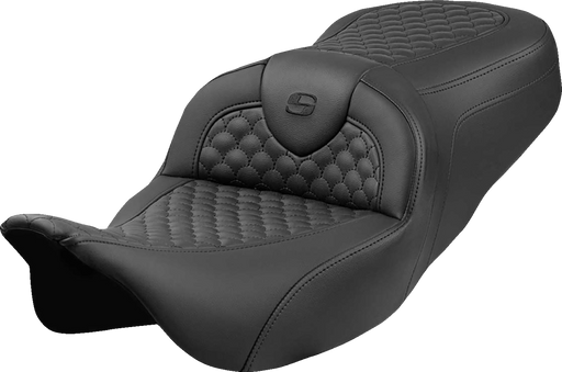 SADDLEMEN Roadsofa* Seat - Dragon Scale Stitch - Black Stitch - w/o Backrest - FLH/FLT '08-'24 808-07B-20800