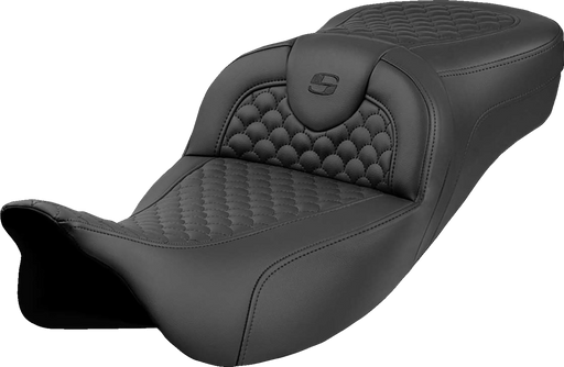 SADDLEMEN Roadsofa* Extended Reach Seat - Dragon Scale Stitch - Black Stitch - w/o Backrest - FLH/FLT '08-'24 808-07B-20900
